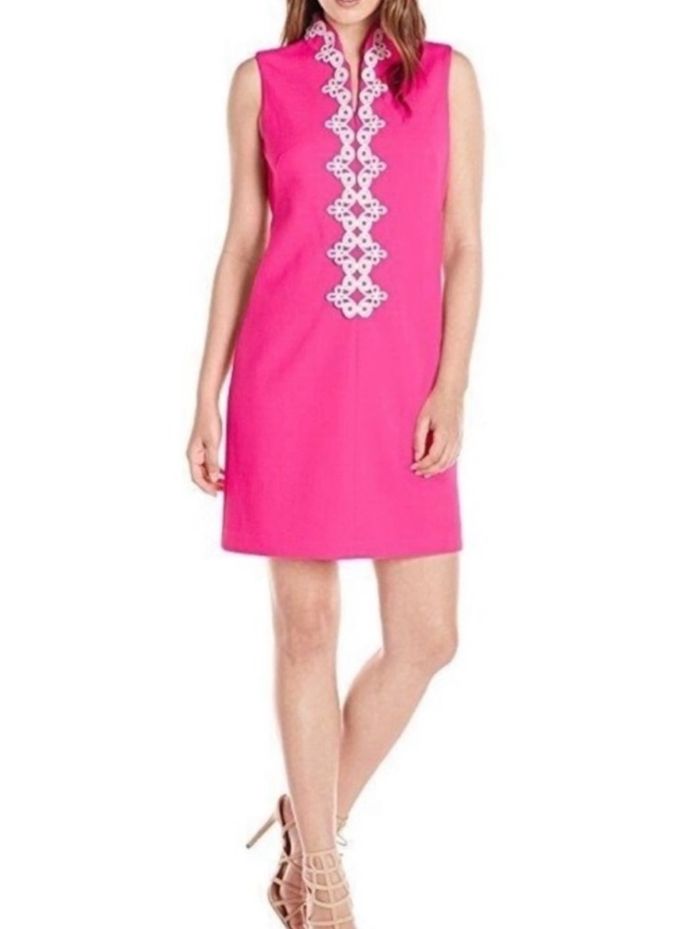 Sleeveless Pink Embellished Shift Dress